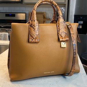 Michael Kors Rollins small python acorn pebbled leather satchel